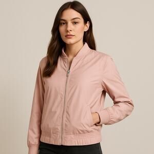 Banana Republic Pink Bomber Jacket Women’s Small Lightweight Satin Zip Up